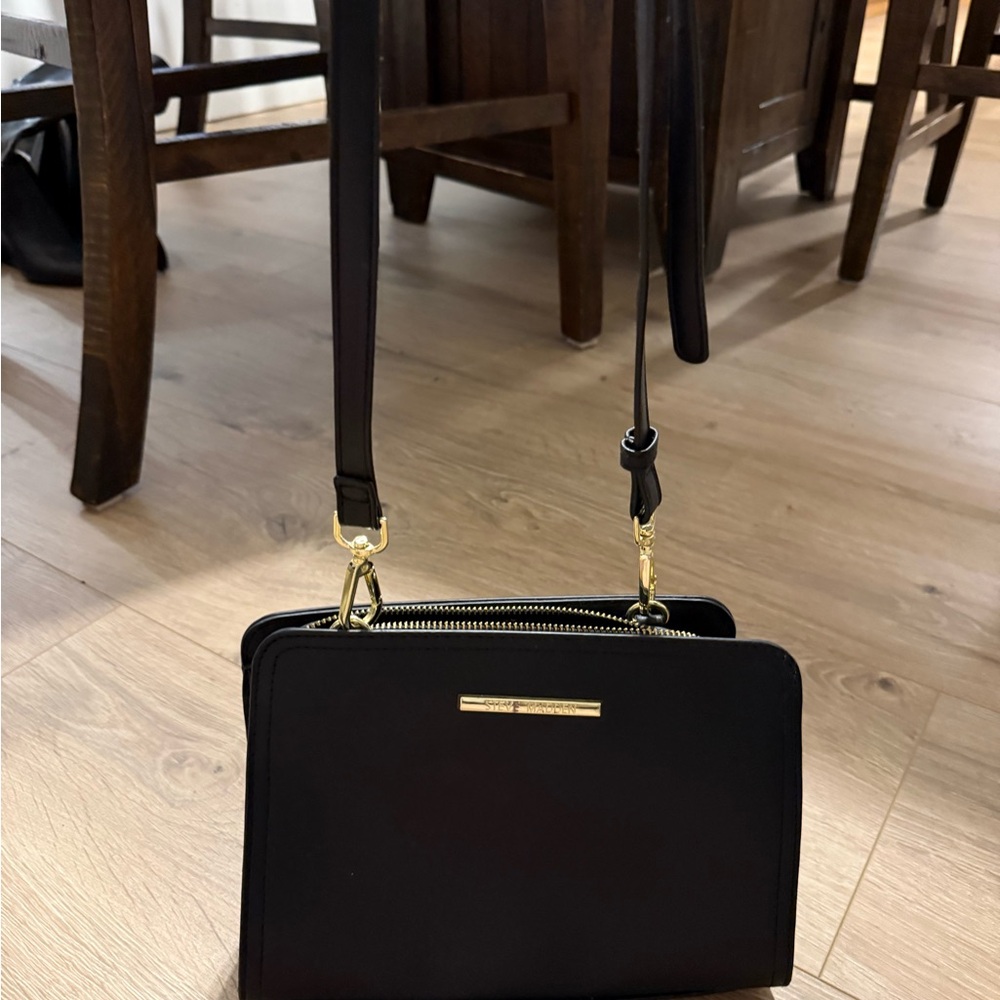 Steve Madden Black Crossbody Bag with Gold Hardware